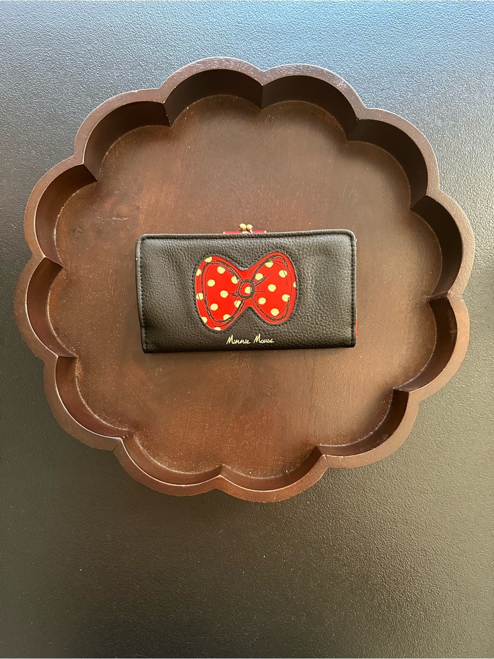 Women’s Minnie Mouse Wallet with Red Polka Dot Bow Accent